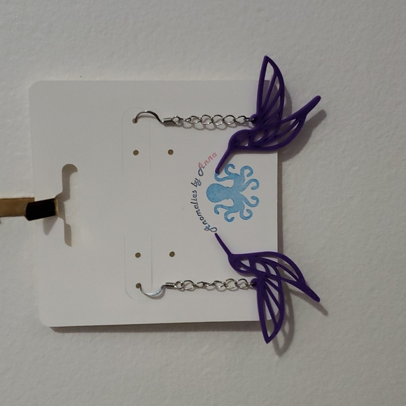 3D Printed Humming Bird Earrings - Picture 1 of 3